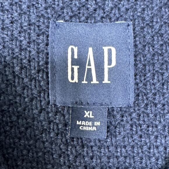 GAP Sweater Mens Extra Large Navy Blue Textured Knit Crewneck Pullover Casual - Picture 4 of 9